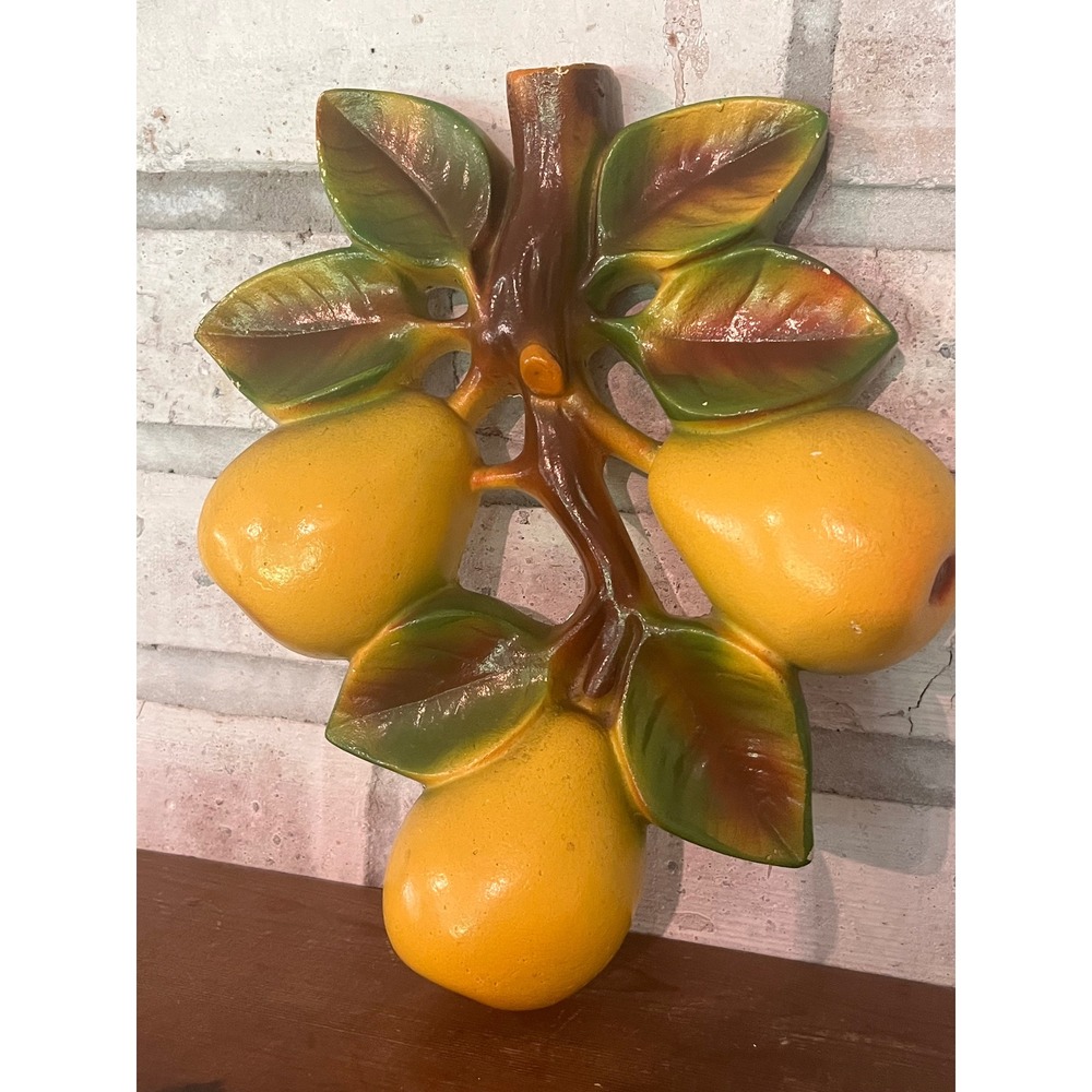 Vintage Chalkware Pear Plaque MCM